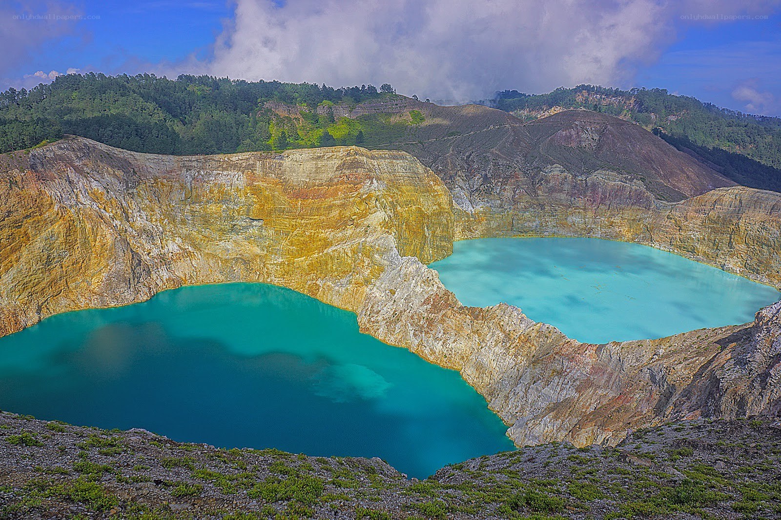 Turquoise crater lakes