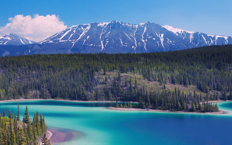 Turquoise Lake and Mountains — Blue, Serene, Afternoon, Photograph, Forest