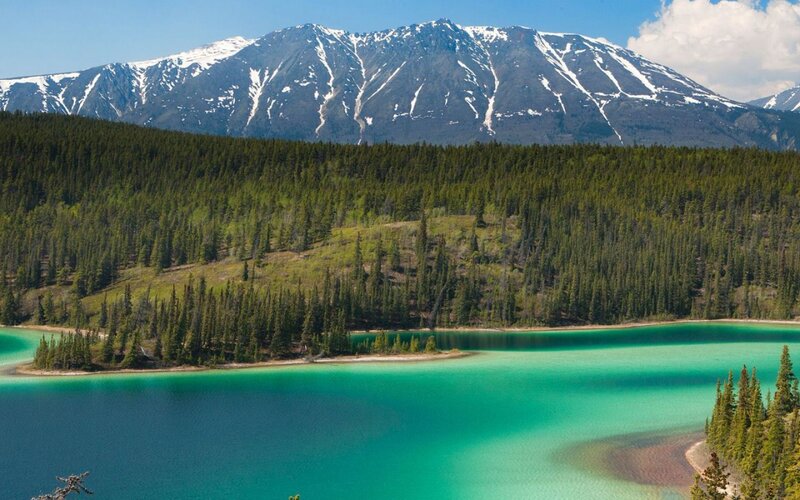 Turquoise Lake and Mountains — Blue, Serene, Afternoon, Photograph