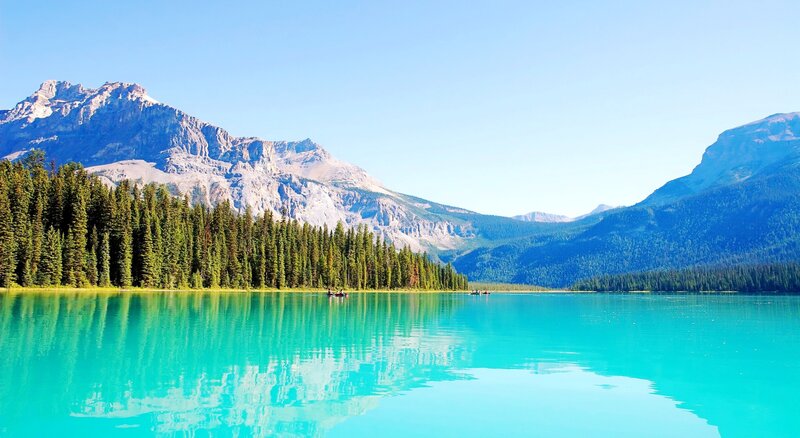 Turquoise Lake and Mountains — Blue, Serene, Afternoon, Photograph, Trees