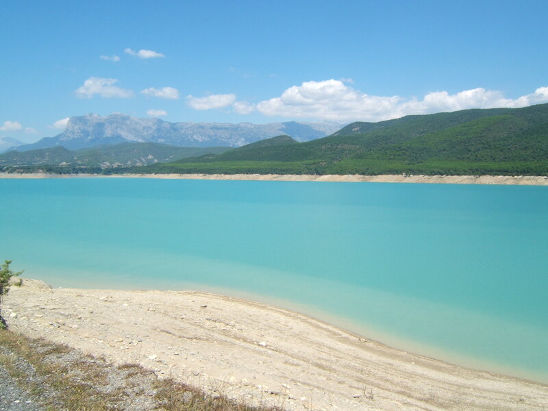 Turquoise Lake and Mountains — Blue, Serene, Afternoon