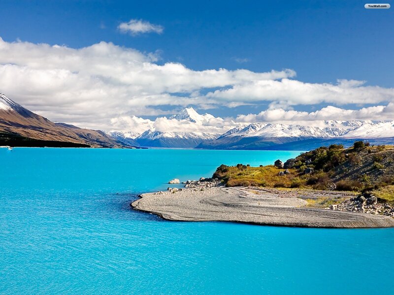 Turquoise Lake and Snow-capped Mountains
