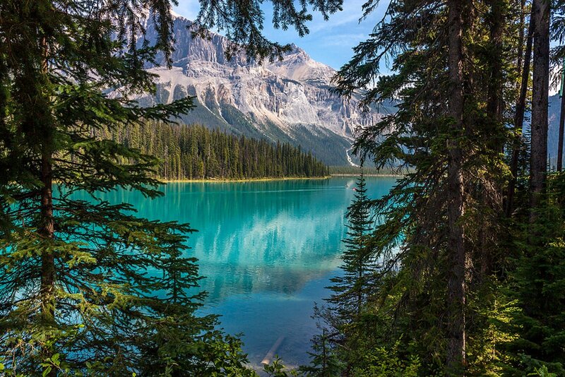 Turquoise Lake in Forest — Blue, Serene, Afternoon, Photograph, Mountain