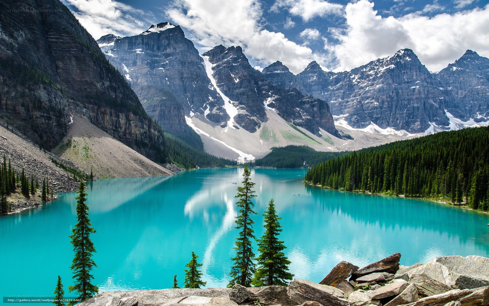 Turquoise lake in mountain valley