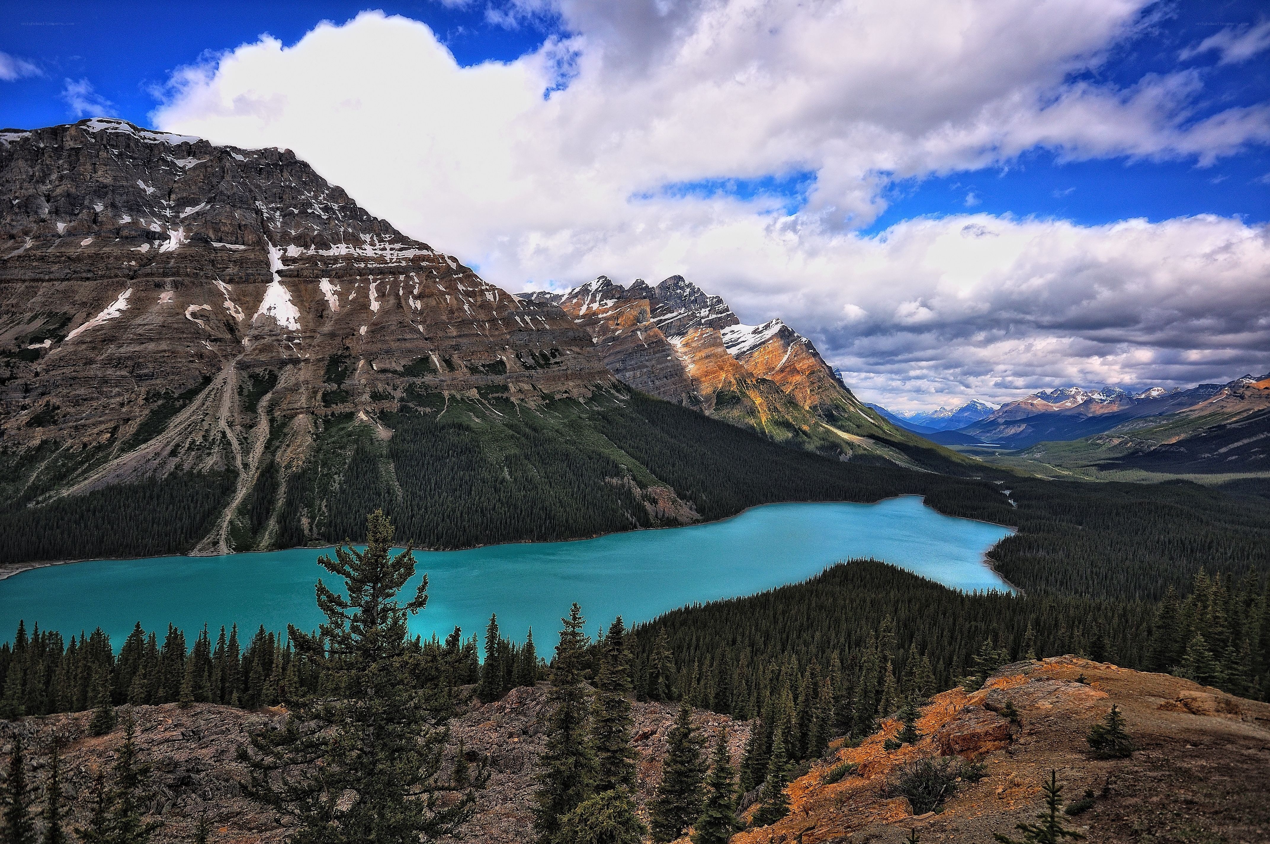 Turquoise lake in mountain valley