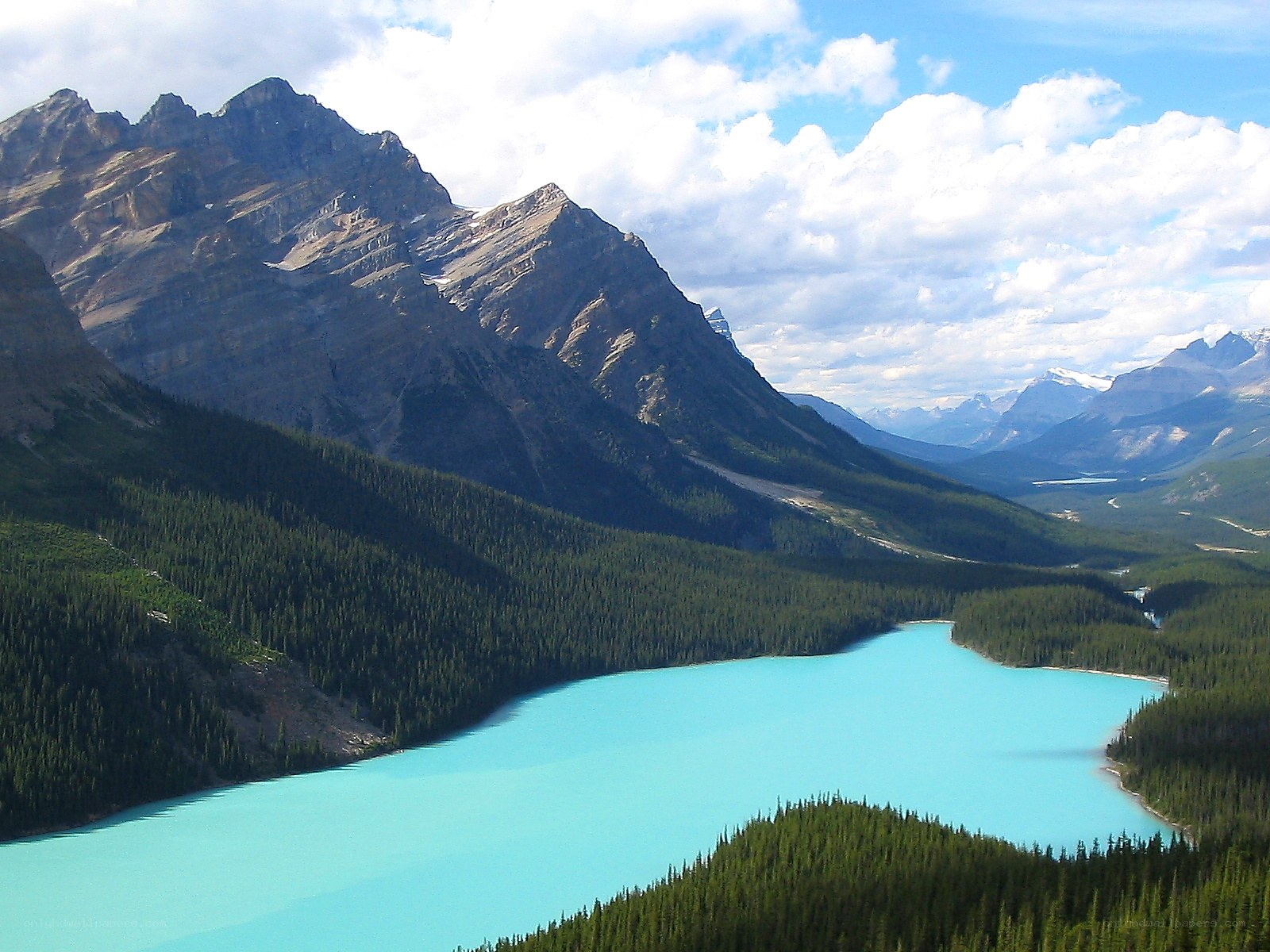 Turquoise lake in mountain valley