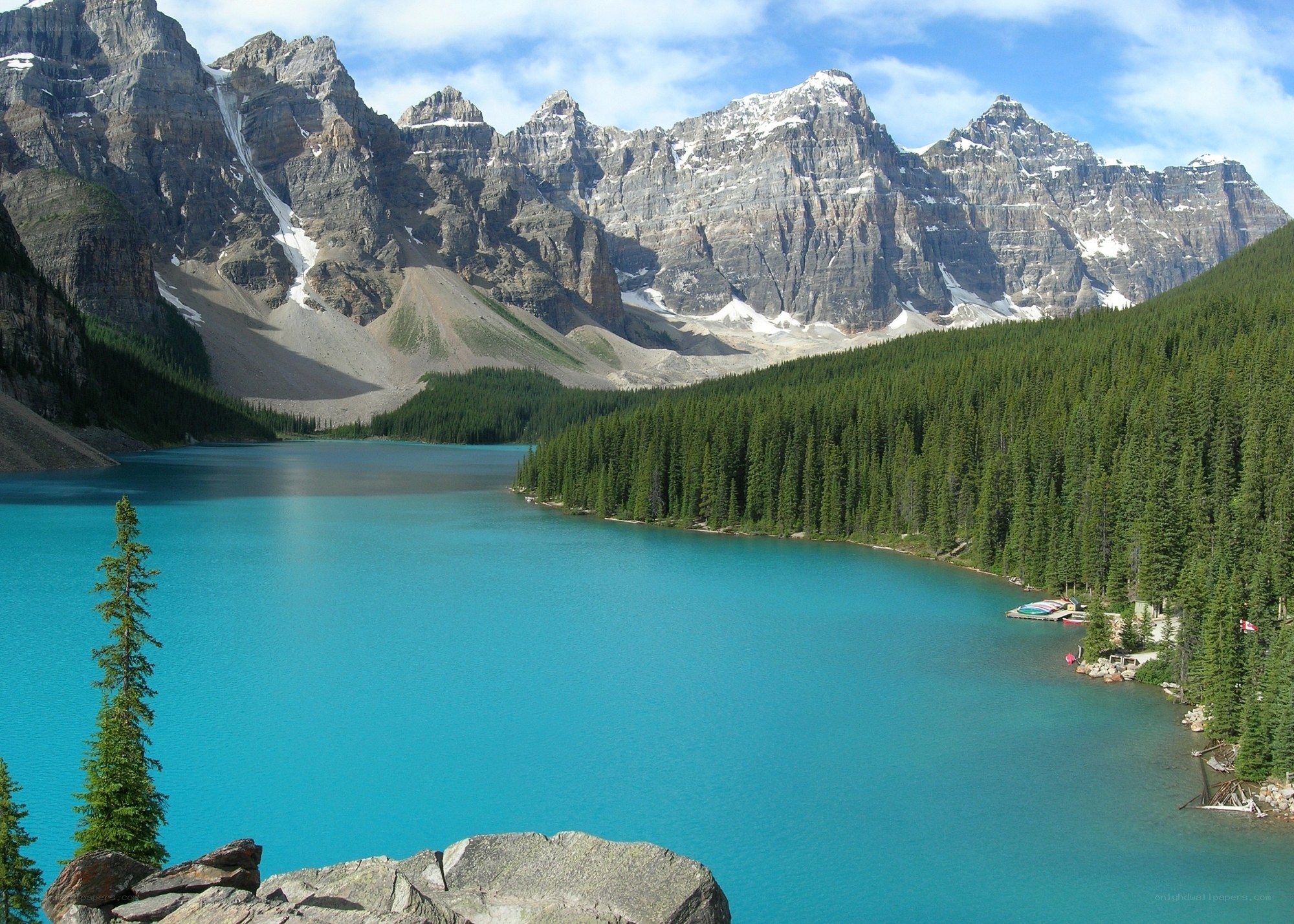 Turquoise lake in mountain valley