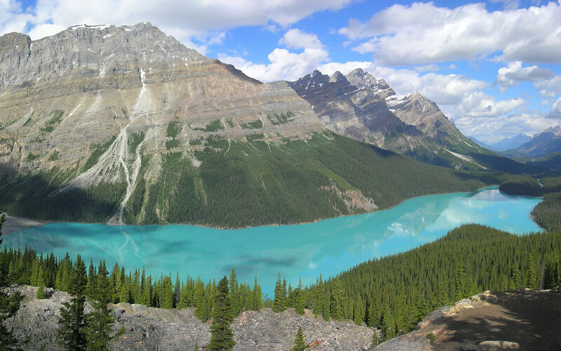 Turquoise lake in mountain valley