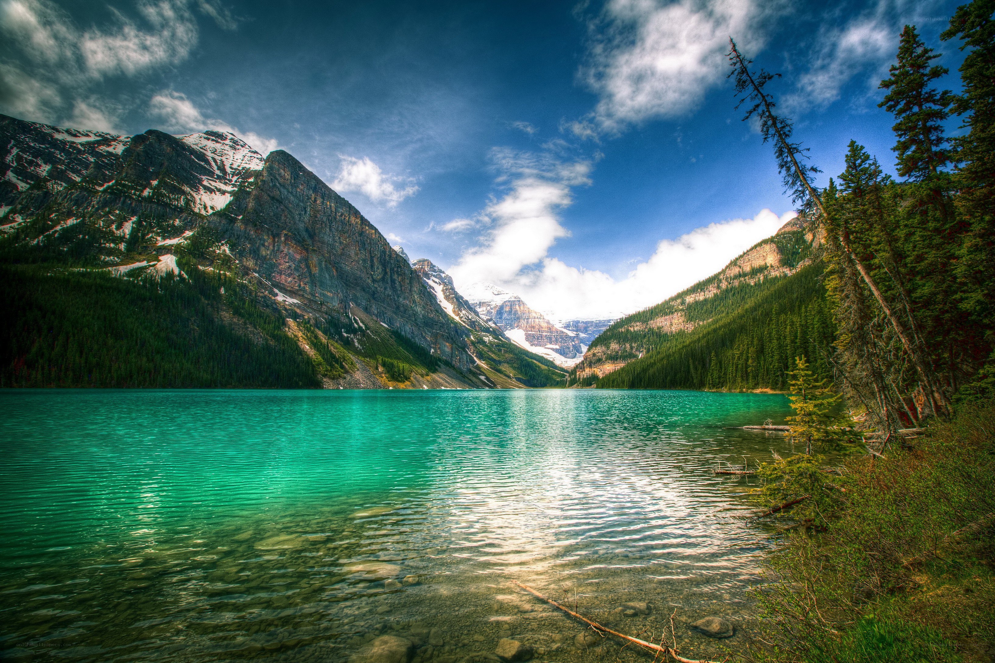 Turquoise lake in mountain valley