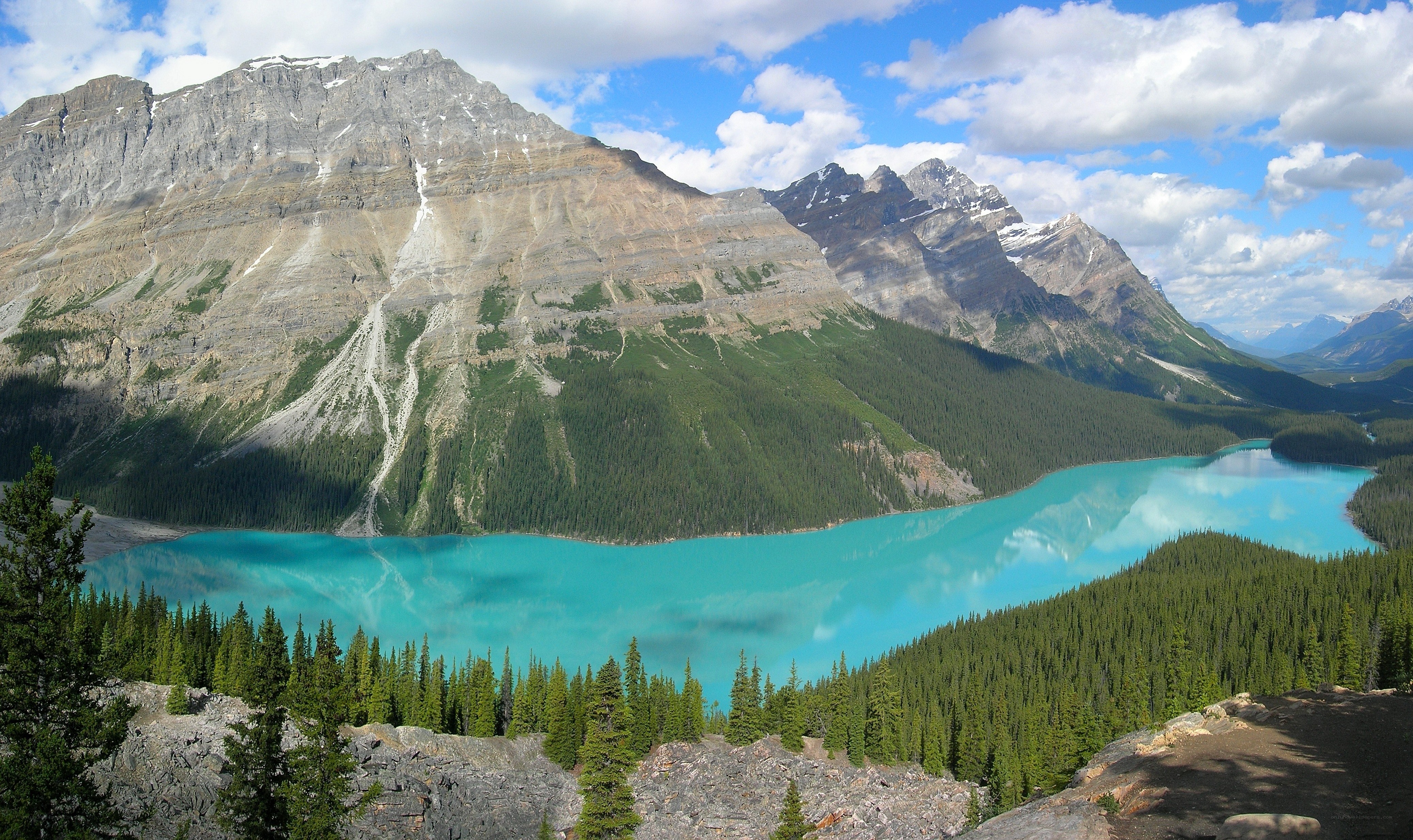 Turquoise lake in mountain valley