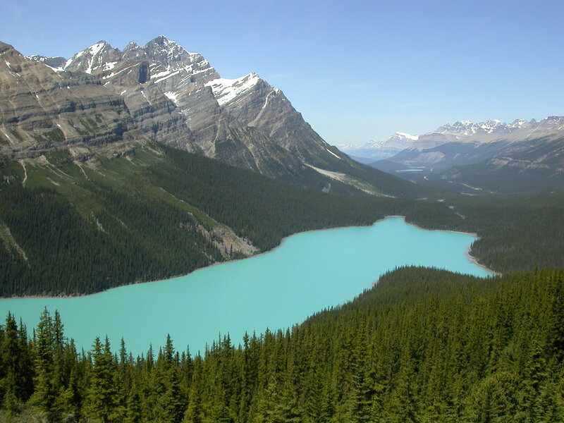 Turquoise lake in mountain valley