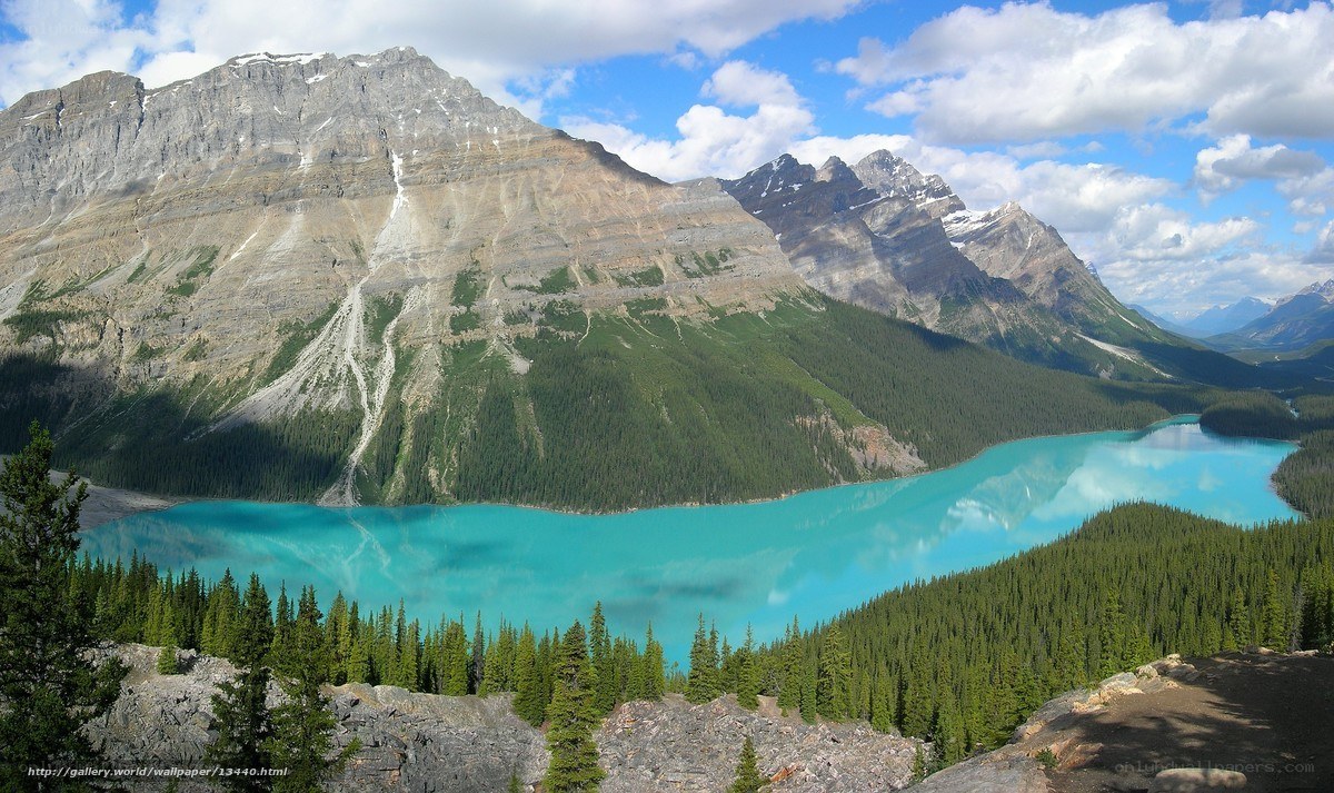 Turquoise lake in mountain valley
