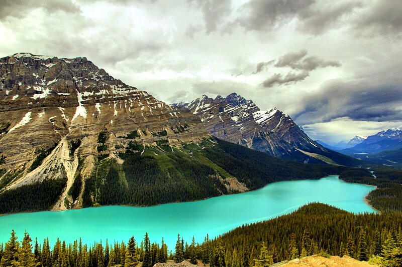 Turquoise Lake in Mountains — Blue, Dramatic, Afternoon, Photograph
