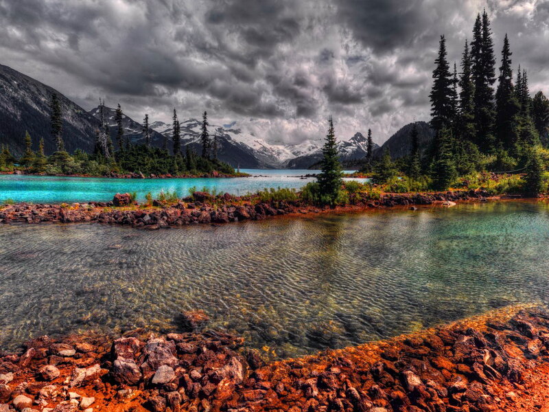 Turquoise Lake in Mountains — Blue, Dramatic, Photograph