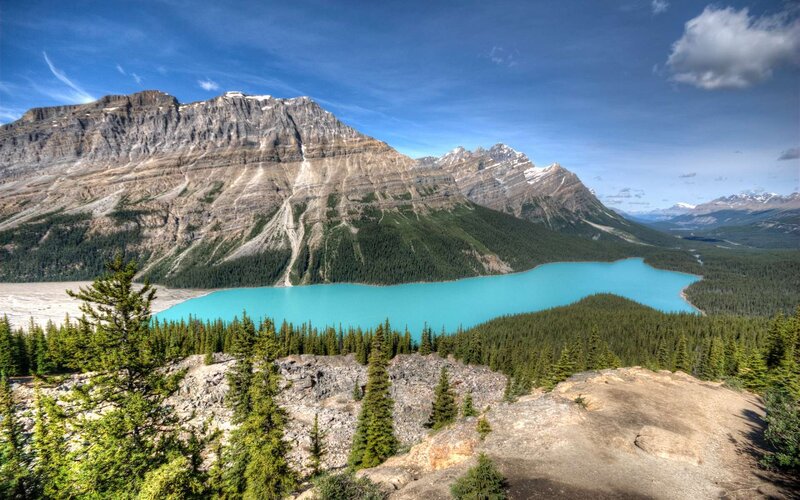 Turquoise Lake in Mountains — Blue, Forest