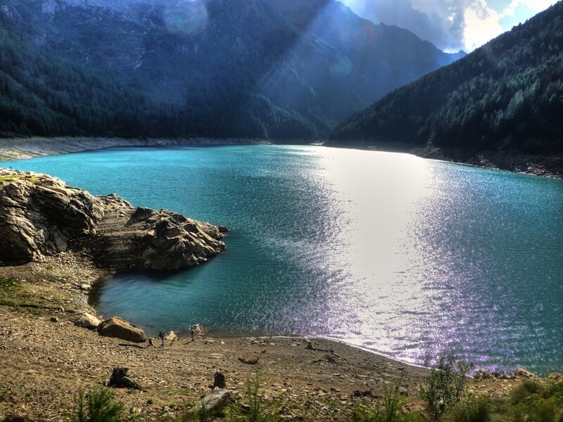 Turquoise Lake in Mountains — Blue, Serene, Afternoon, Photograph, Forest