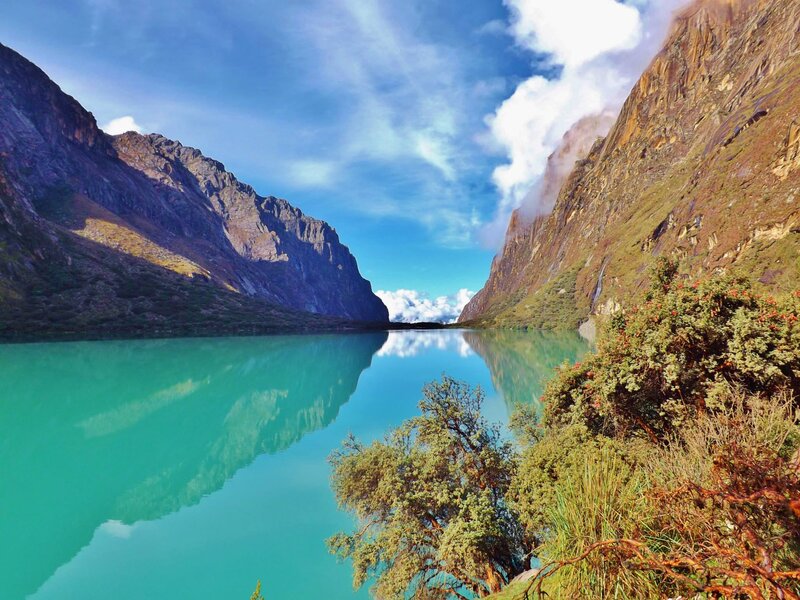 Turquoise Lake in Mountains — Blue, Serene, Afternoon, Photograph, Sky