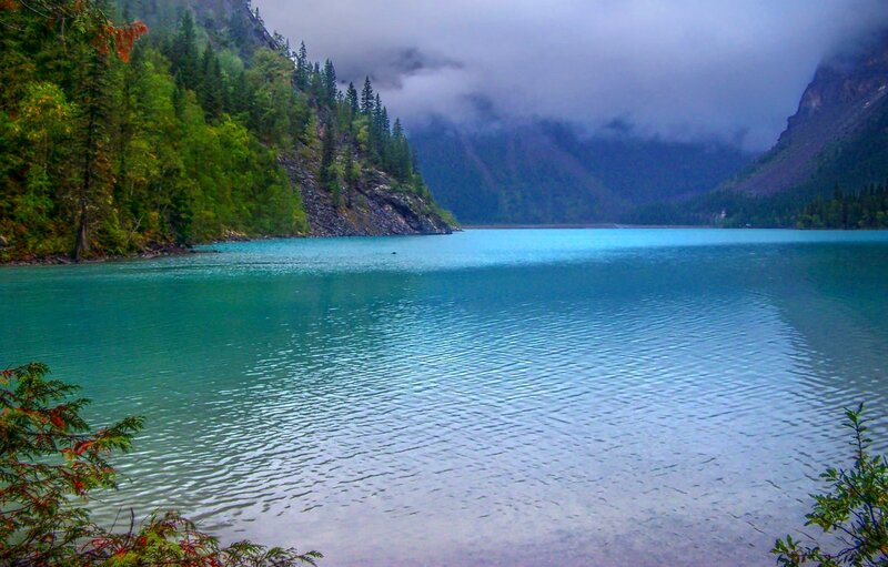 Turquoise Lake in Mountains — Blue, Serene, Photograph