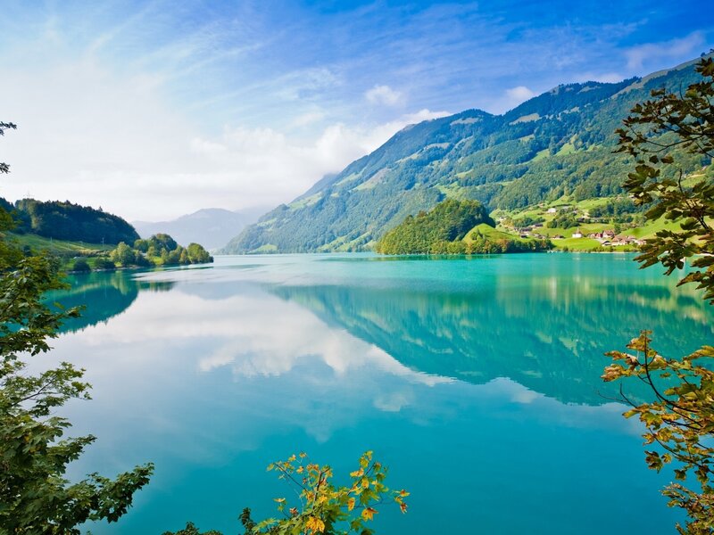 Turquoise Lake in Mountains — Blue