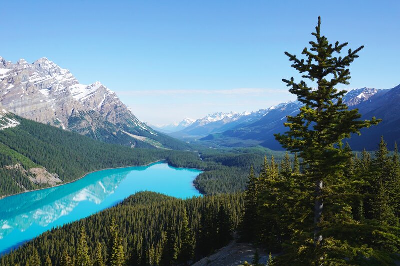 Turquoise Lake in Valley — Blue, Serene, Afternoon, Photograph