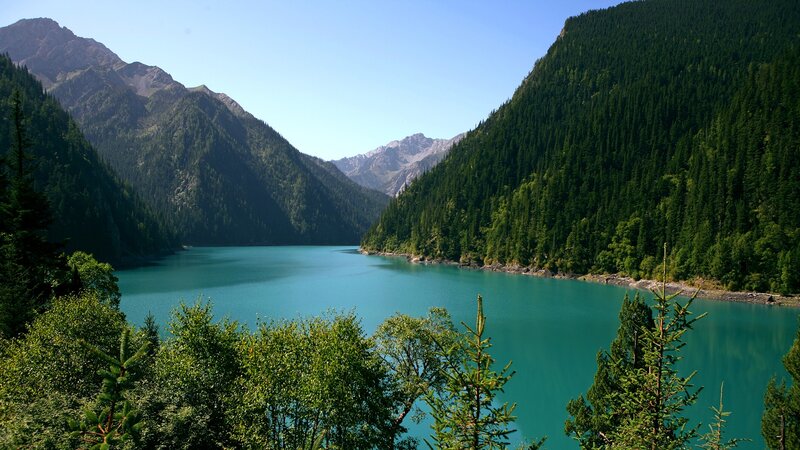 Turquoise Lake in Valley — Blue, Serene, Afternoon
