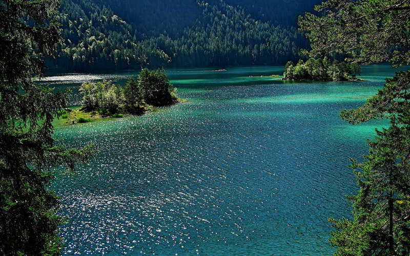 Turquoise Lake with Islands — Blue