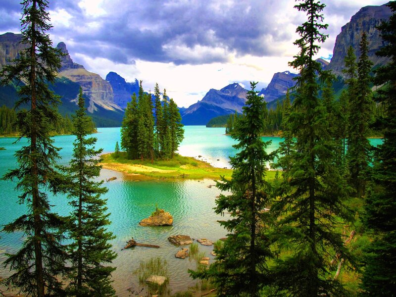 Turquoise Lake with Mountains — Blue, Dramatic