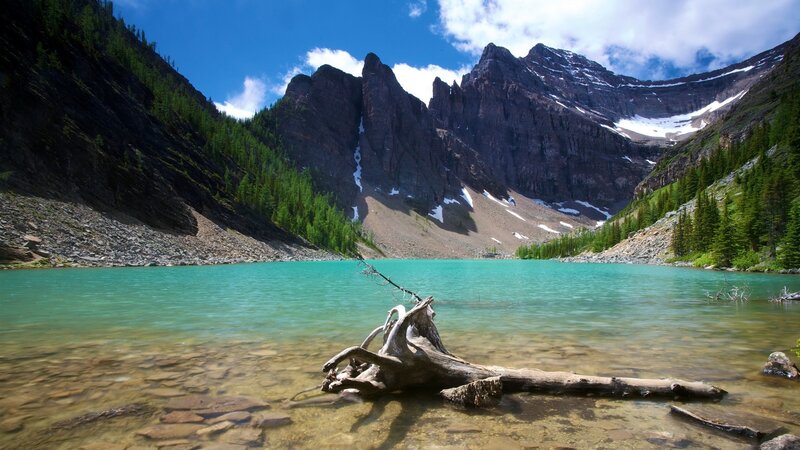 Turquoise Lake with Mountains — Blue, Serene