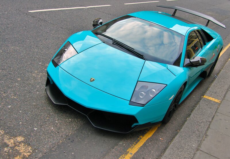 Turquoise Lamborghini sports car