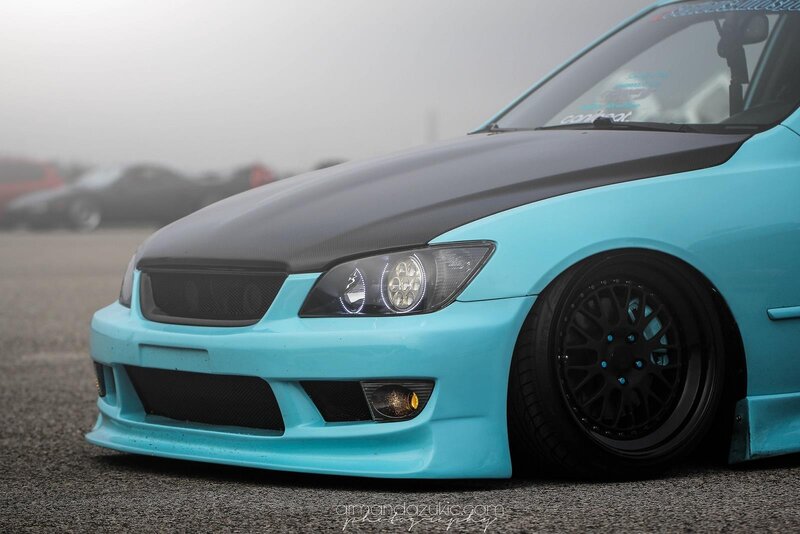 turquoise modified car