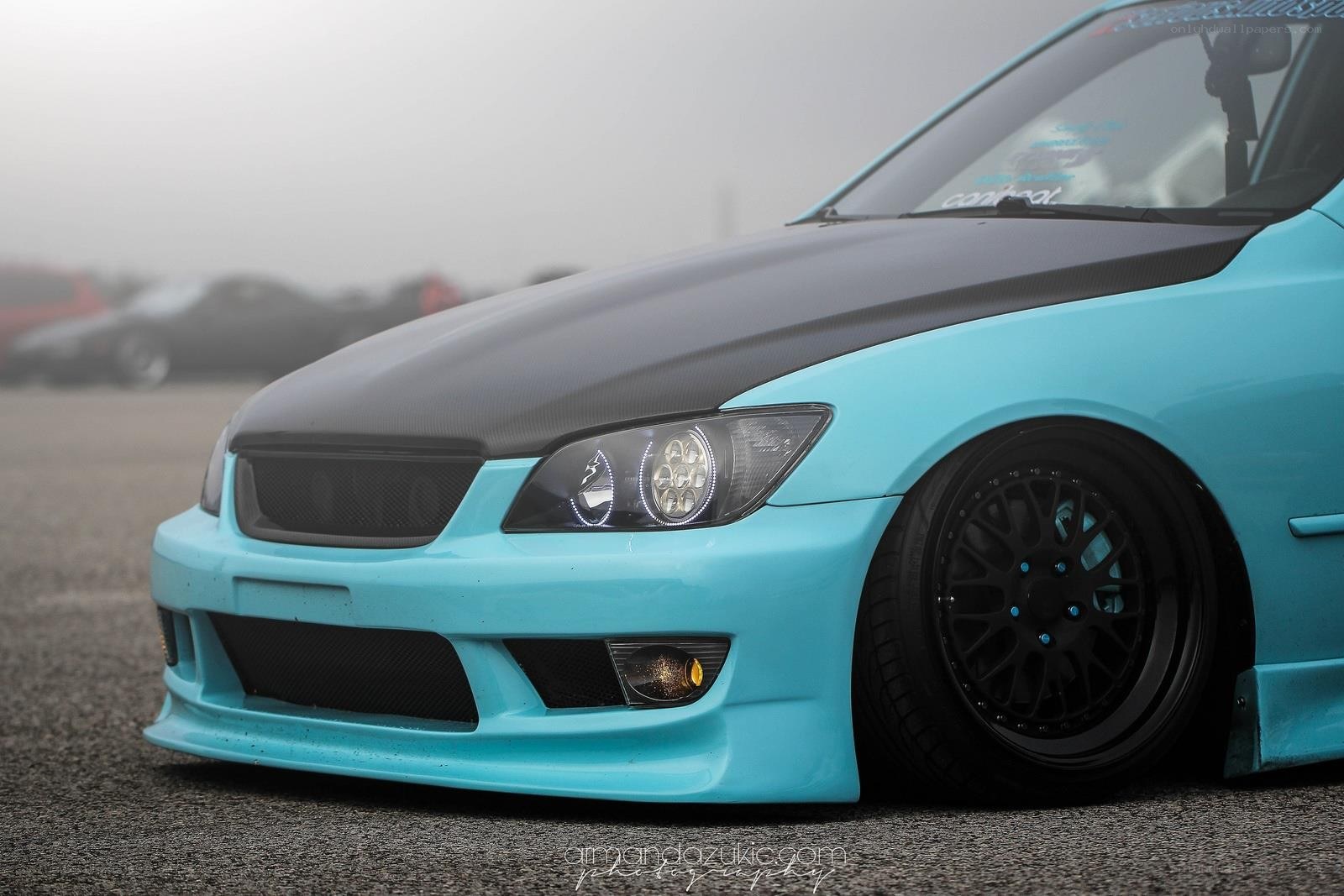 turquoise modified car