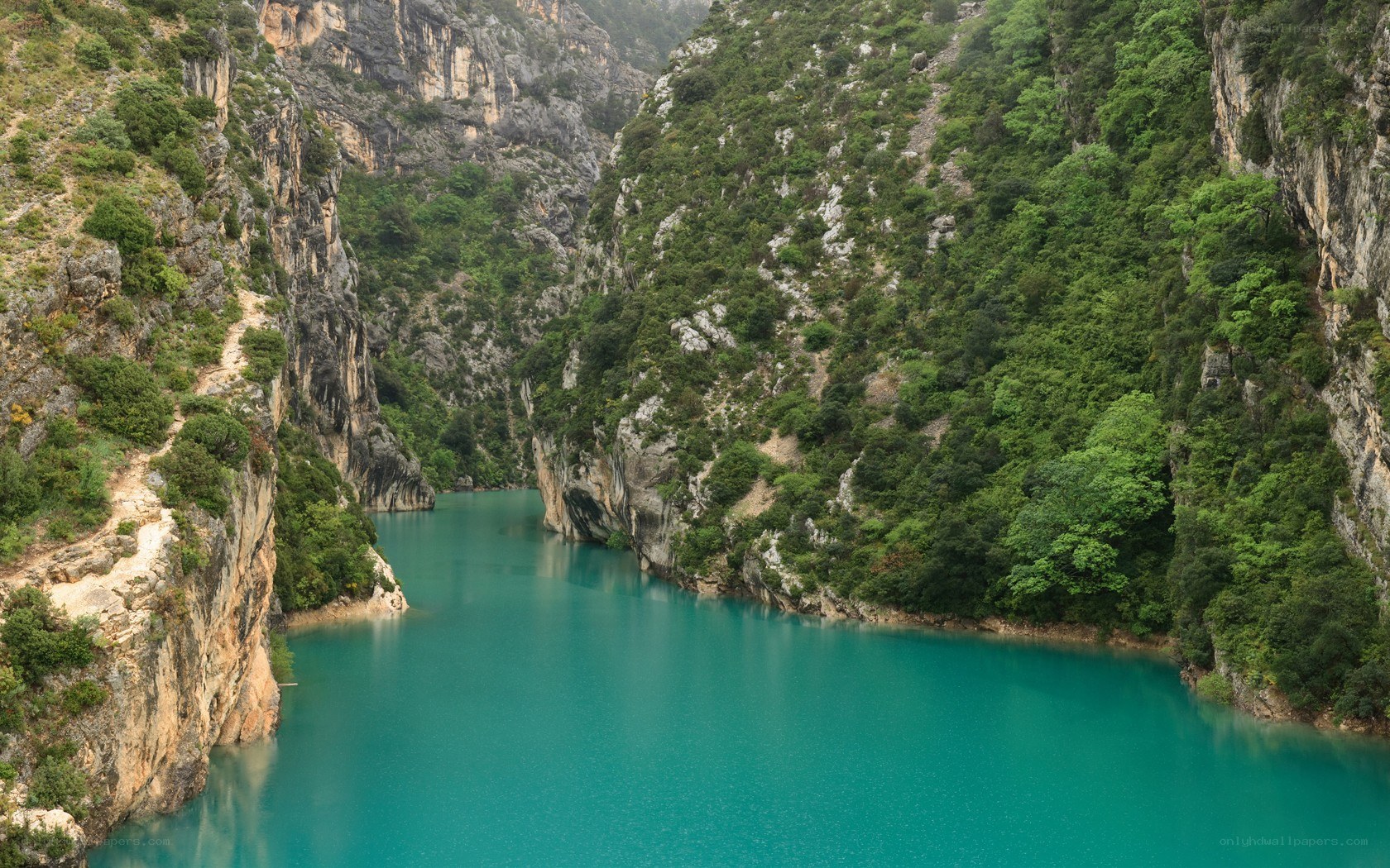 Turquoise river in a deep canyon