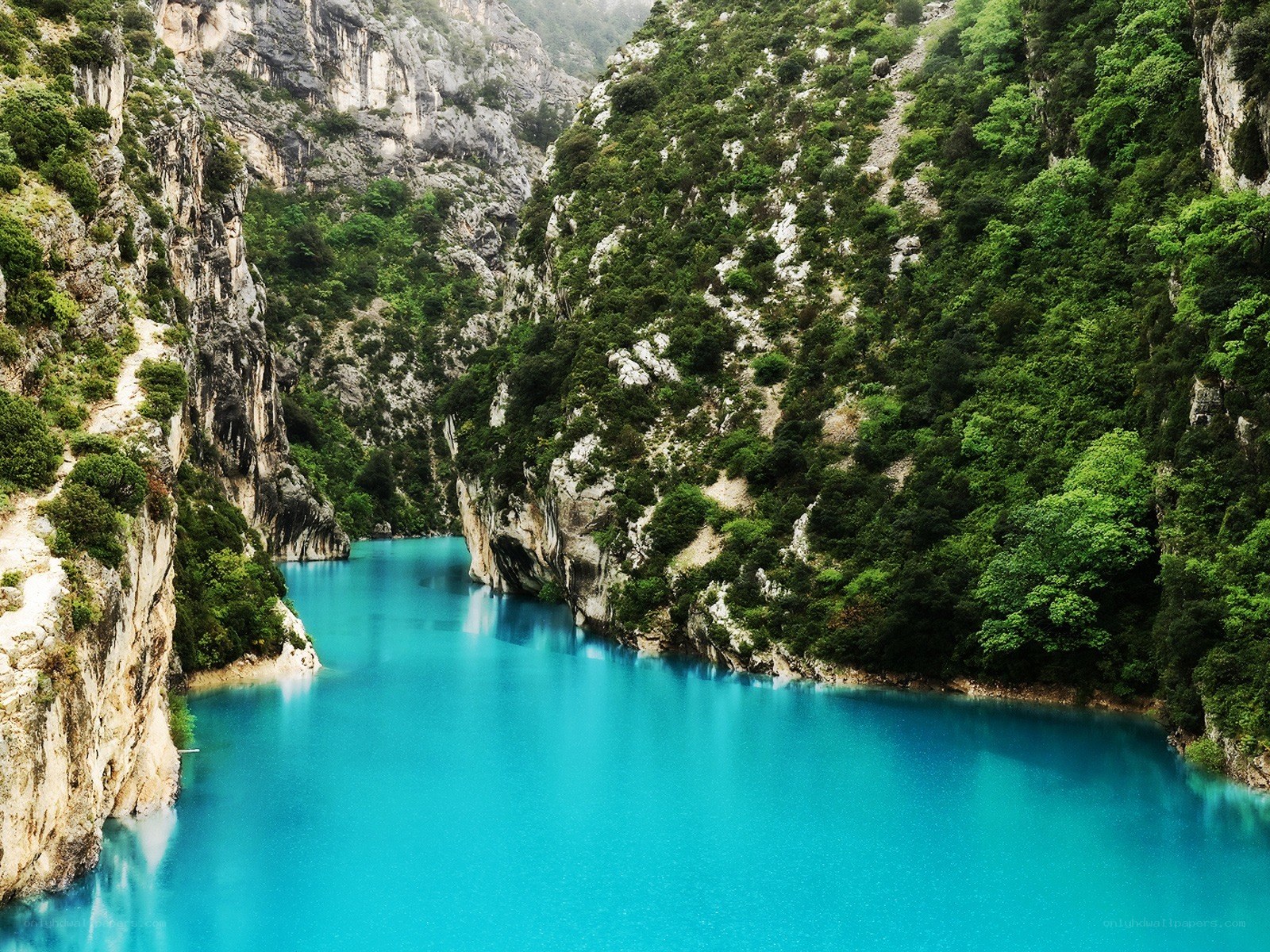 Turquoise river in a deep canyon