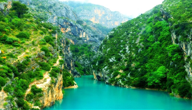 Turquoise River in Canyon — Blue, Serene