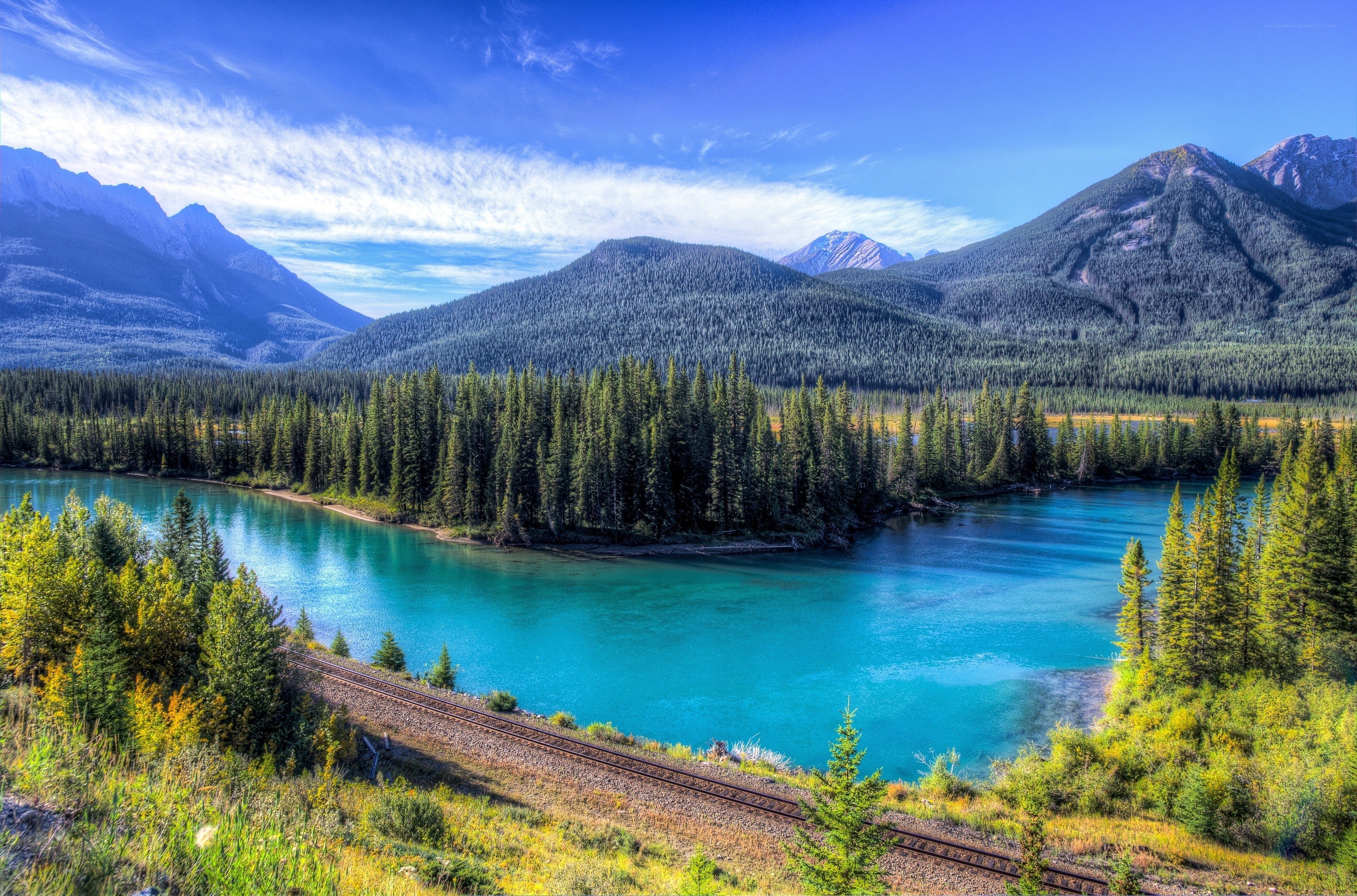 Turquoise river in mountain valley