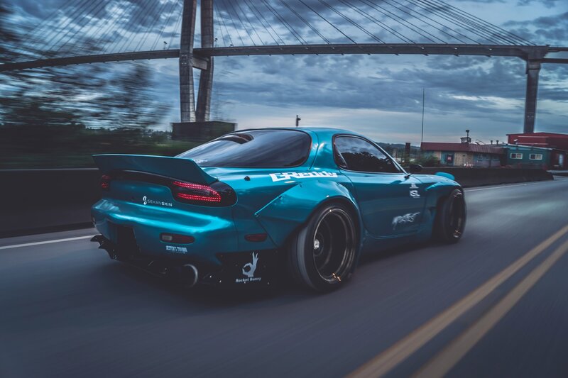 Turquoise Sports Car — Blue