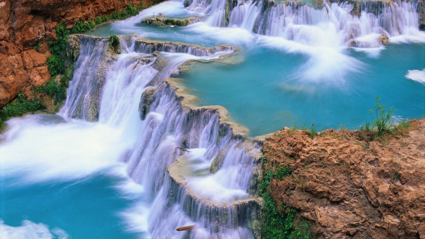 turquoise waterfall cascade