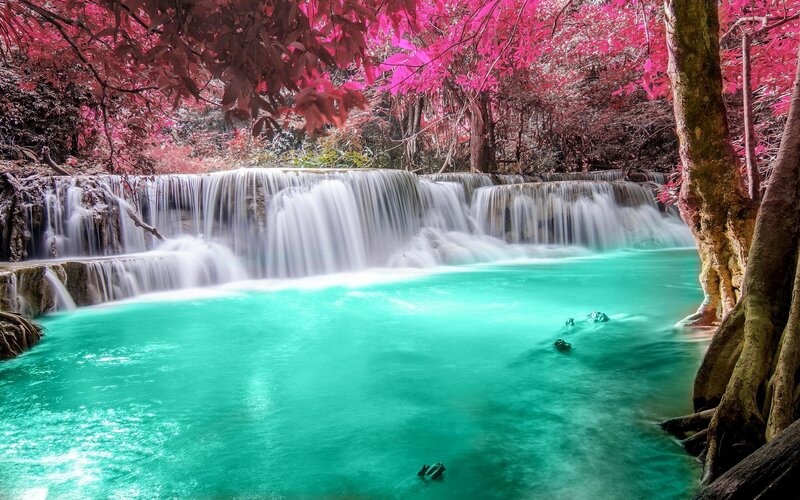 Turquoise Waterfall — Cyan, Serene