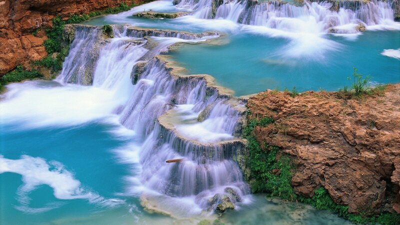 Turquoise Waterfalls — Blue, Serene