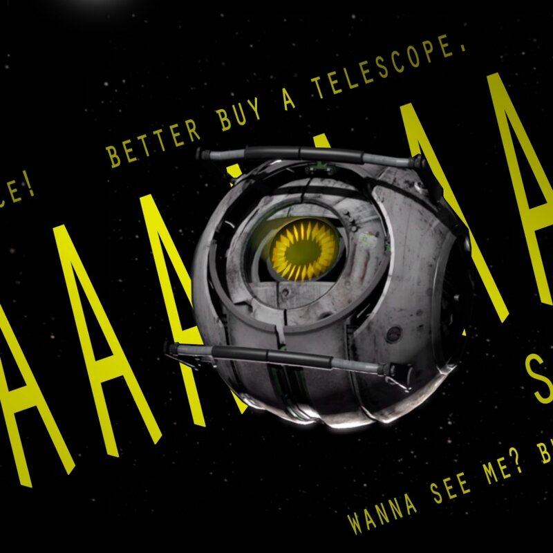 Turret in space with text