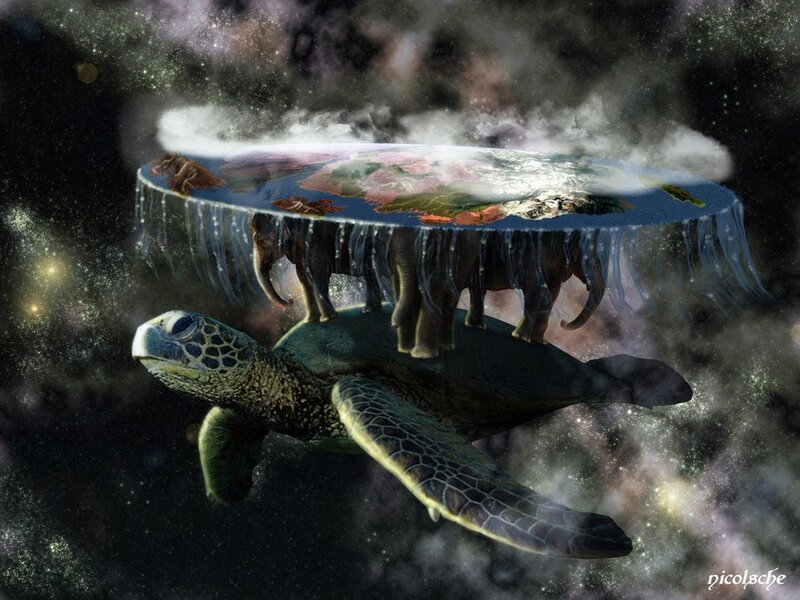 turtle carrying a flat earth