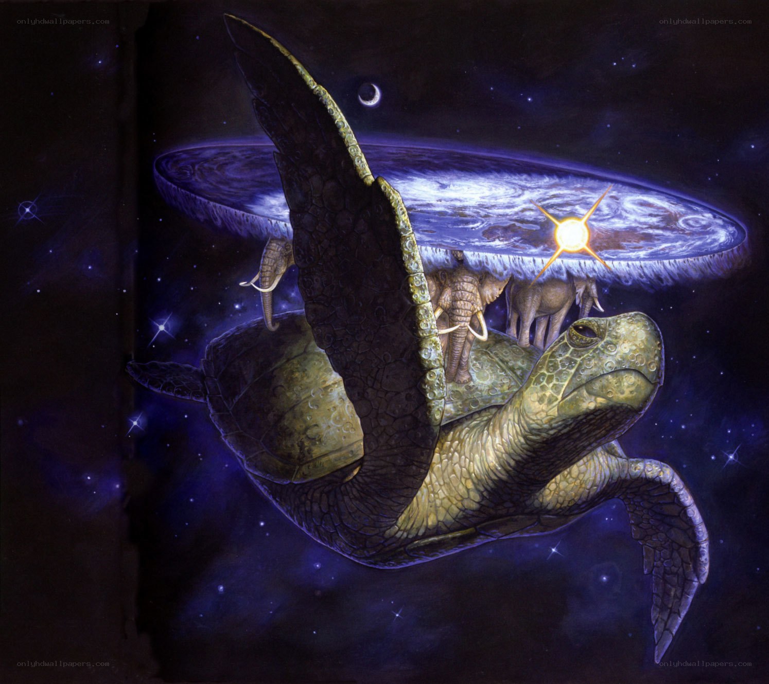 Turtle carrying a world