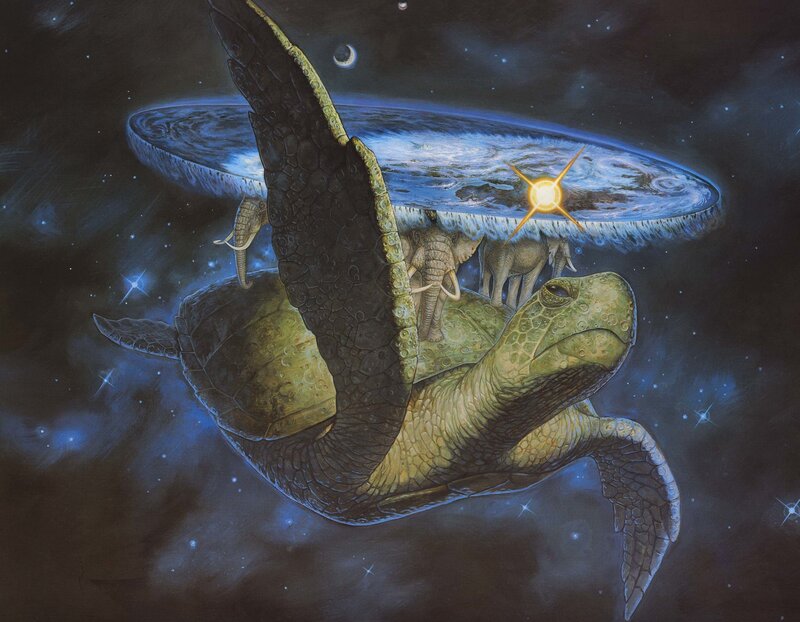 Turtle carrying a world