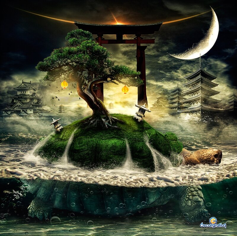 Turtle Carrying Island — Green