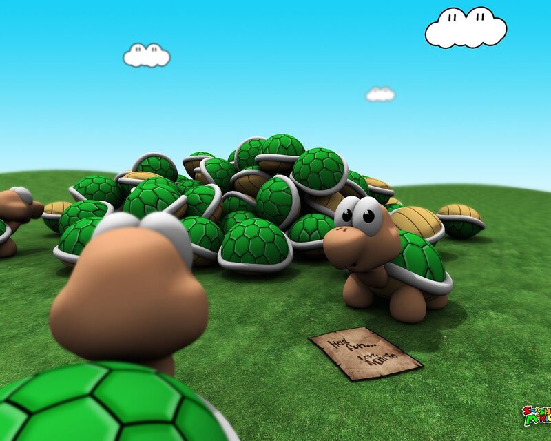 Turtle Characters on Grass
