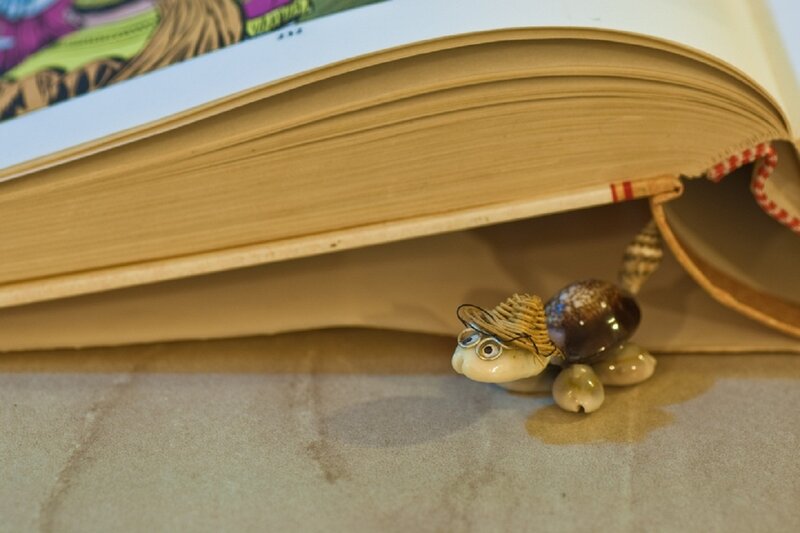 Turtle Figurine under Book