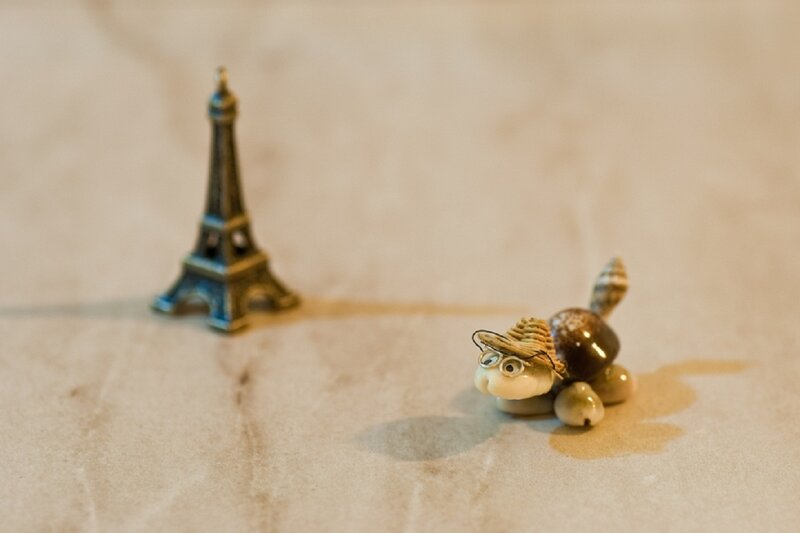 Turtle Figurine with Eiffel Tower
