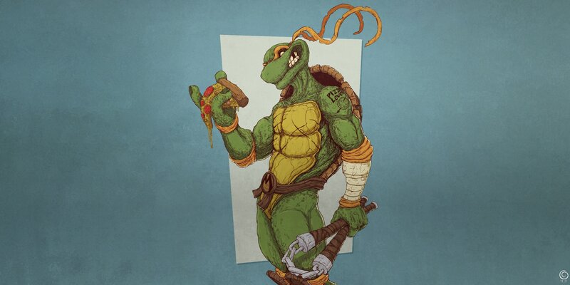 Turtle Holding Pizza Slice