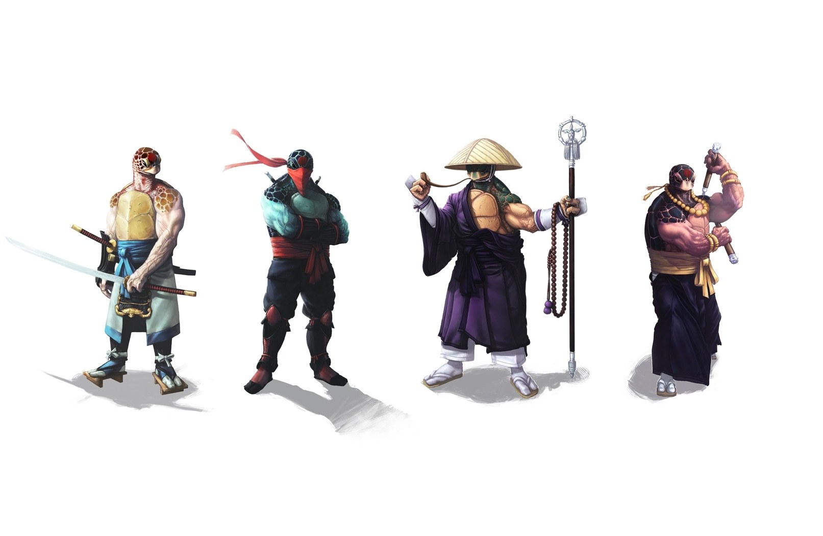 Turtle ninjas in samurai attire