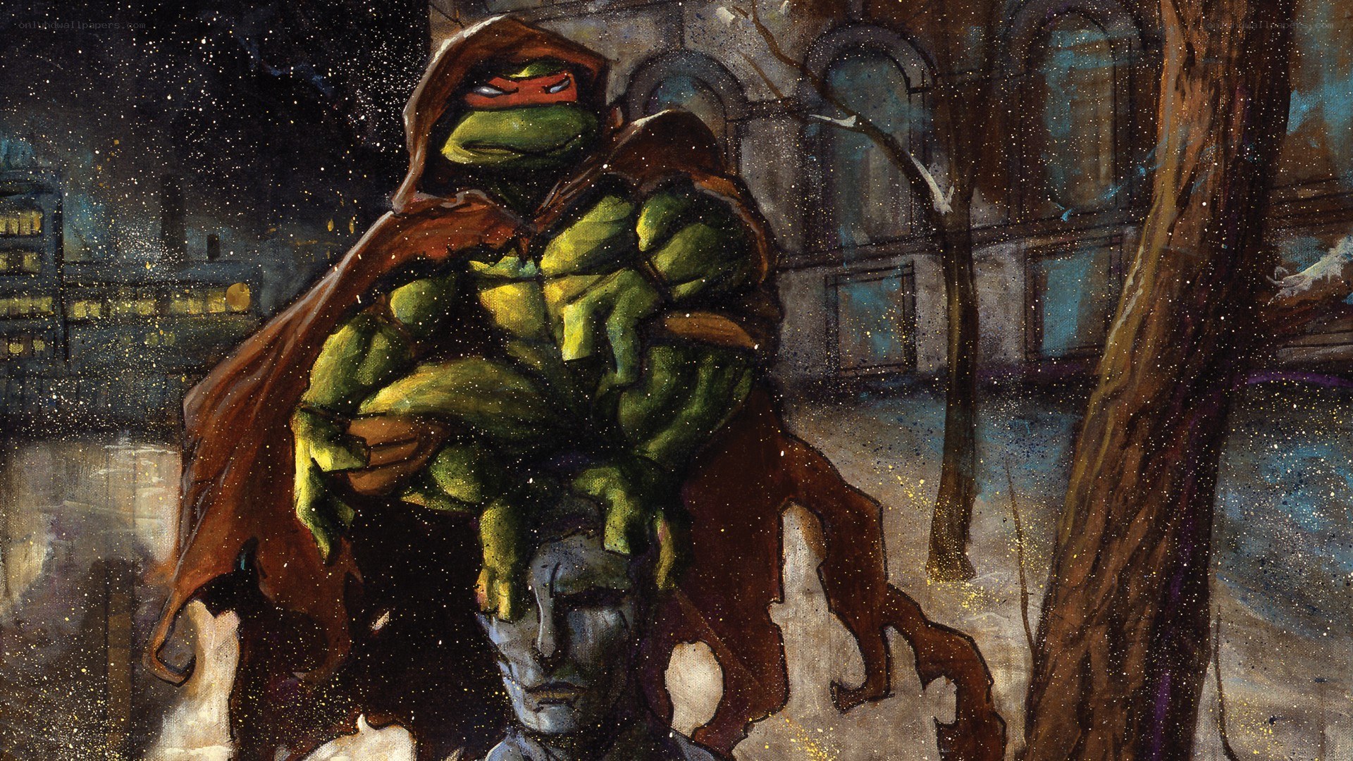 turtle warrior in a dark city